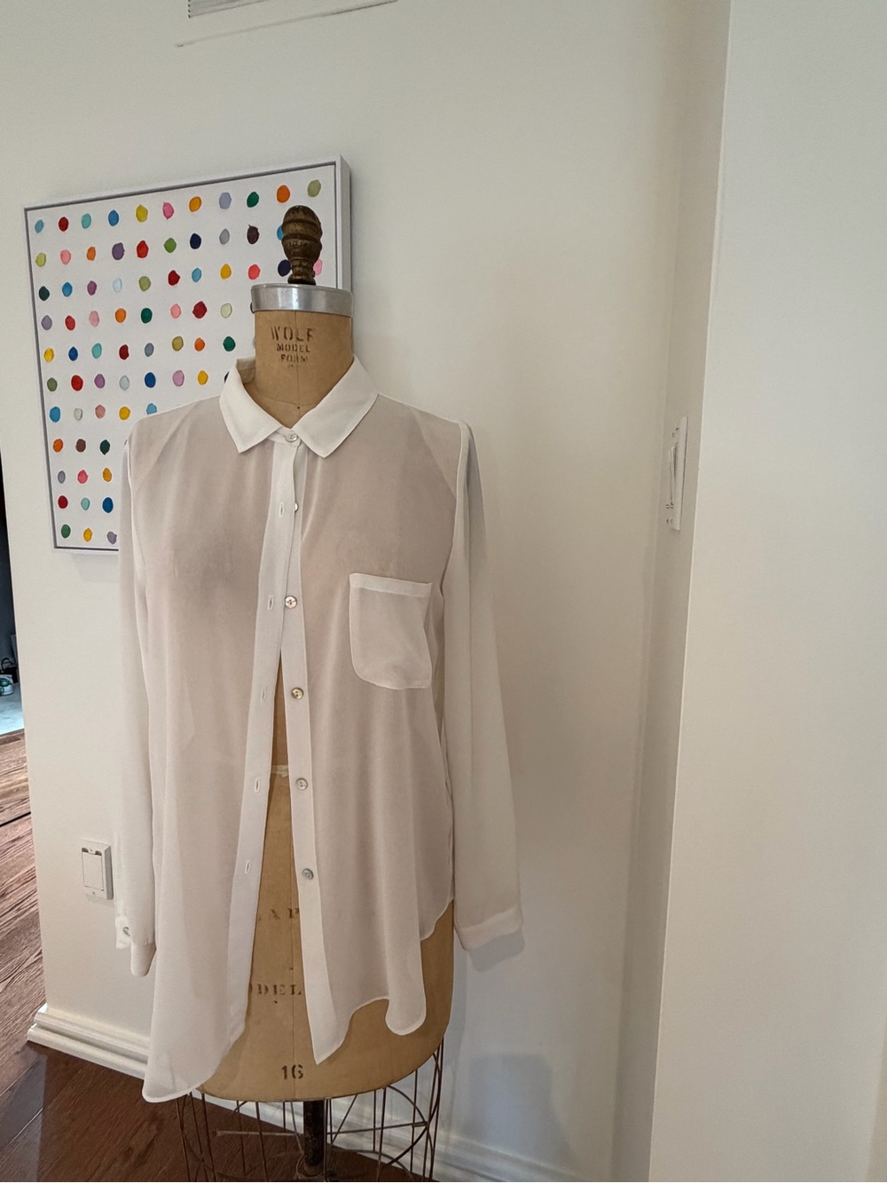 VELVET Classic Women’s White Sheer Button-Up Shirt
